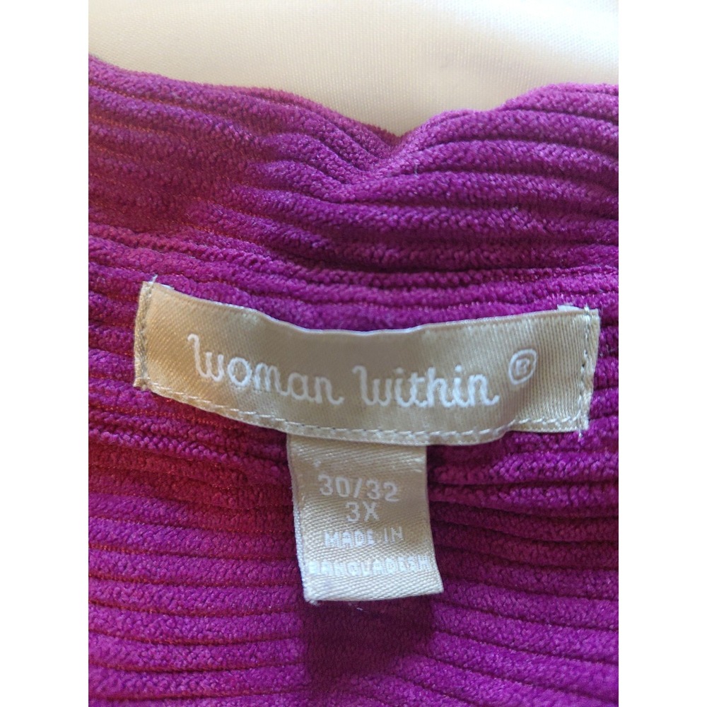Woman Within Womens 3X 30/32 Button Up Burgundy Red Corduroy Shirt Jacket - Picture 4 of 7